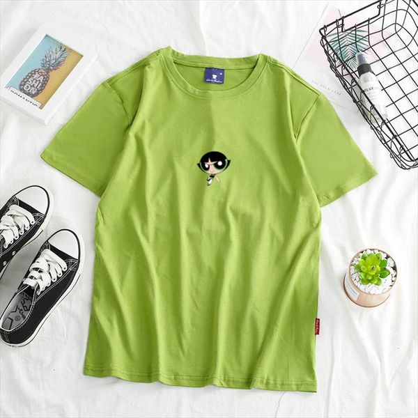 

2020 new power puff blossom kawaii girls cartoon t shirt harajuku fashion sweatshirt pullover album shirt summer fashion top, White