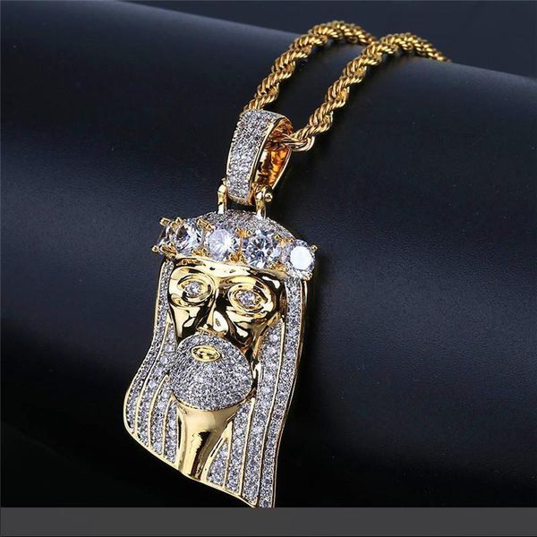 

новое прибытие моды hiphop иисус ожерелье для мужчин роскошный цирконий 18k позолоченный hiphop подвеска ожерелье, Silver