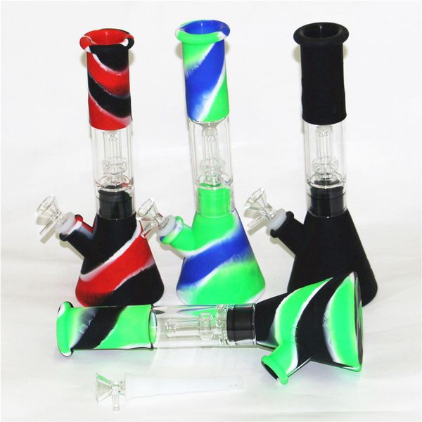 wholesale Tubi per fumare in silicone Silicon Rig Hand Spoon Pipe Hookah Bong oil dab rigs con perc DHL