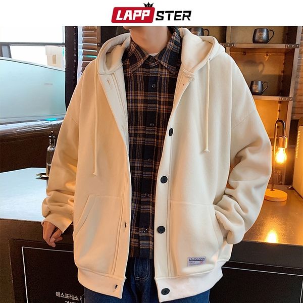 

lappster men japanese streetwear jackets winter hooded jackets coats mens wool inside thick windbreaker baseball jacket 5xl 201114, Black;brown