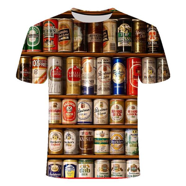 T-shirt divertente T-shirt da uomo estiva T-shirt girocollo da uomo Bell Beer T-shirt 3D a maniche corte T-shirt con stampa digitale
