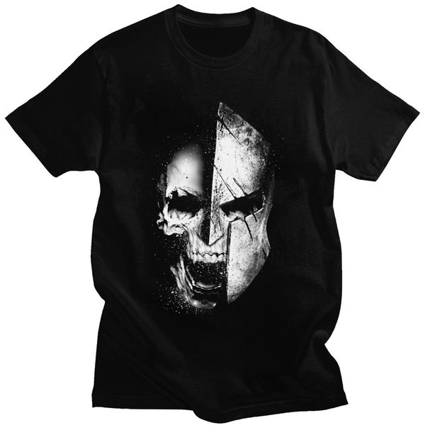 

sport personality the last spartan warrior t shirt short sleeves cotton molon labe t-shirt streetwear casual skull sparta tee gift