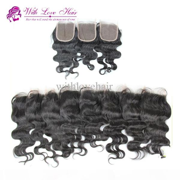 

9a virgin malaysian hair body wave closure natural color swiss lace parted no tangle ing, Black