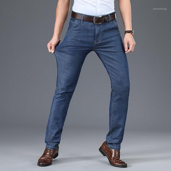 

business men's jeans slim fit pants classic 2020 jeans male denim designer trousers casual skinny straight elasticity pan1, Blue