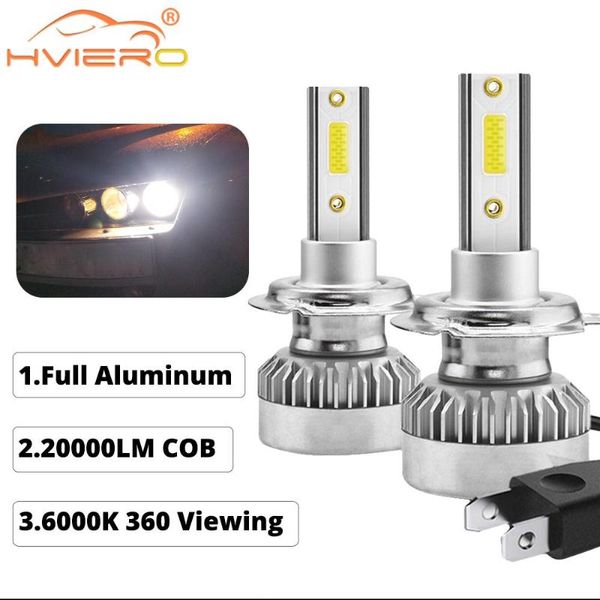 

2x car auto headlamp headlights h7 6000k 110w 20000lm white car led light viewing cob led full aluminum fast on/off