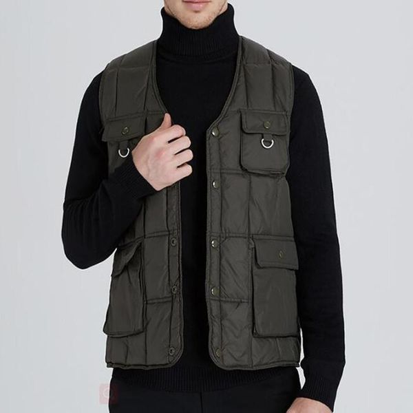 

men's vests mens sleeveless vest winter warm down homme casual thicken waistcoat jackets chalecos plus size 5xl, Black;white