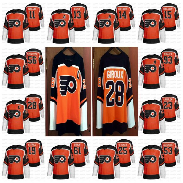 

carter hart philadelphia flyers 2021 reverse retro fourth erik gustafsson oskar lindblom claude giroux couturier voracek gostisbehere jersey, Black;red