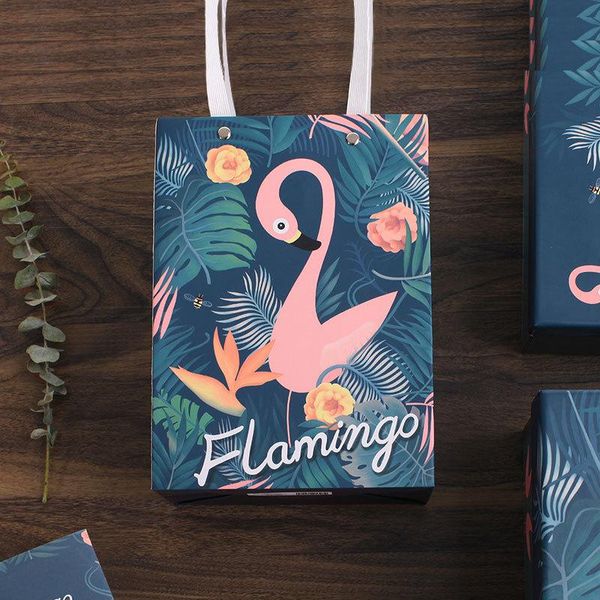 

gift wrap 10pcs/set flamingo jungle botany bag cartoon fresh vertical version party holiday handbags packing