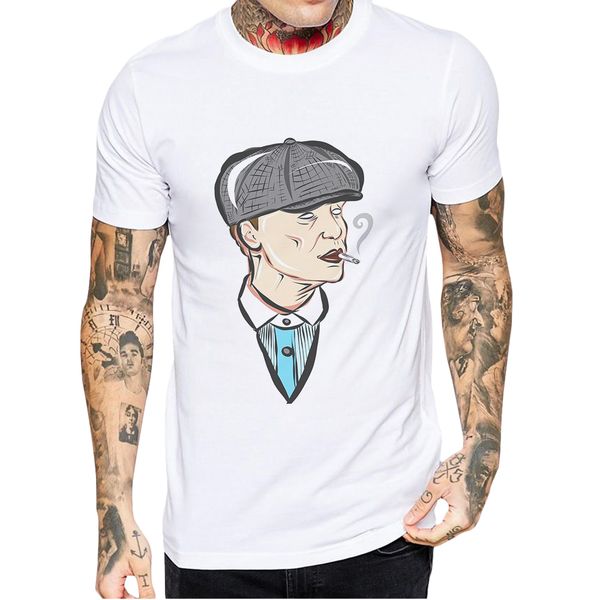 

new funny man clothing peaky blinder printing mens s summer short sleeve casual white male sport hooded sweatshirt hoodie men t shirt