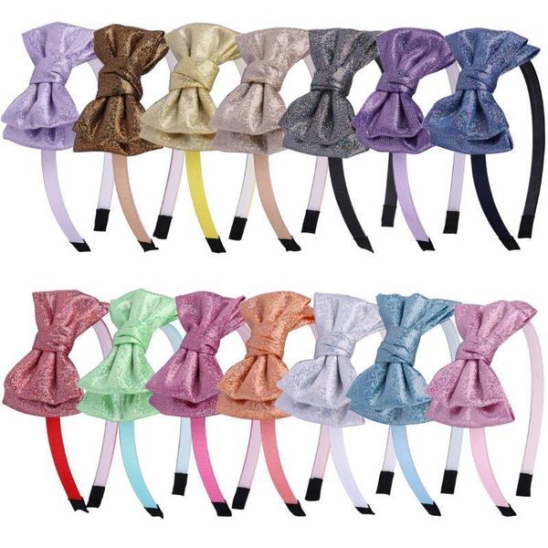 

hair accessories xima 14pcs/lot fashion cute bow with hairband glossy laser bow-knot headband for women girls accessories1, Slivery;white