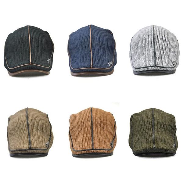 

berets adjustable wool knitted camping golf cap sun hats, Blue;gray
