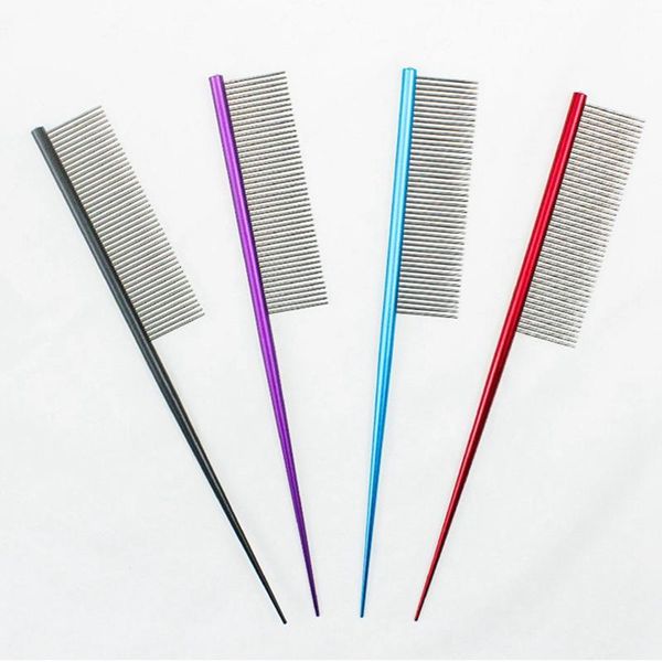 

stainless steel pet dog cat pin comb multicolor hair beauty brush flea remover pet professional grooming supplies, Silver