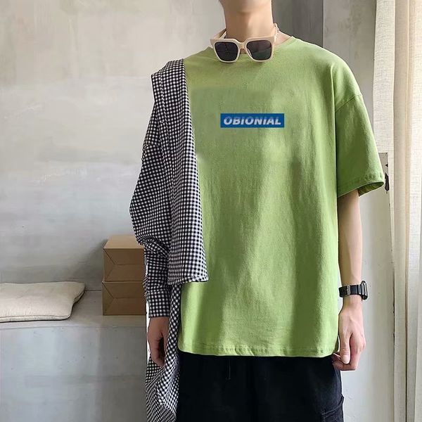 

men's 2020 summer new short sleeve mens korean trend loose round neck t-shirt letter printed 5-sleeve, White;black