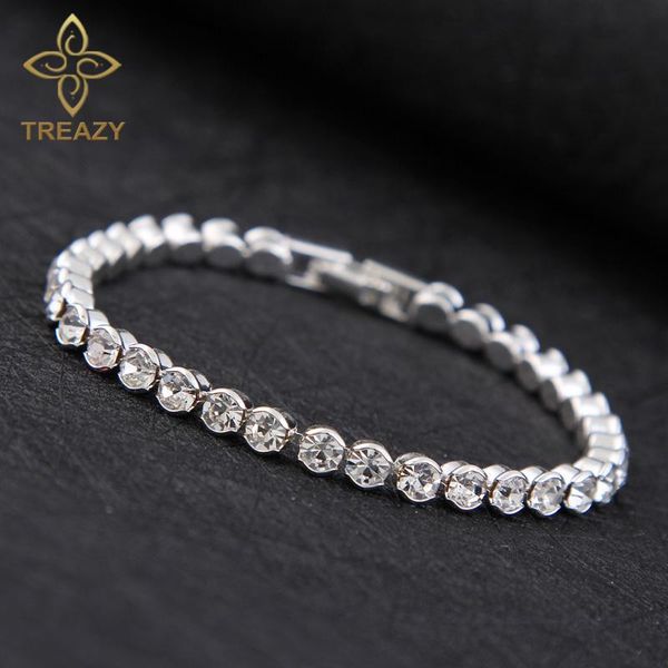 

treazy new design silver plated fashion charm shiny austria crystal bracelets & bangles women wedding accessories, Black