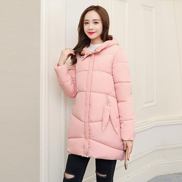 

2019 new fashion women winter jacket cotton padded warm thicken ladies elegant coat long hooded coats parka womens jackets1, Black