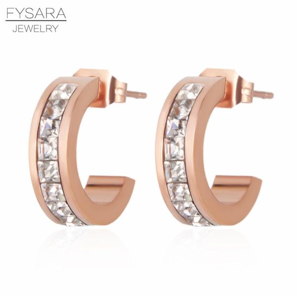 

fysara rose gold color красочные cz кристаллы каменные серьги для женщин очарование boho круглые серьги из нержавеющей стали подарок нержаве, Golden;silver