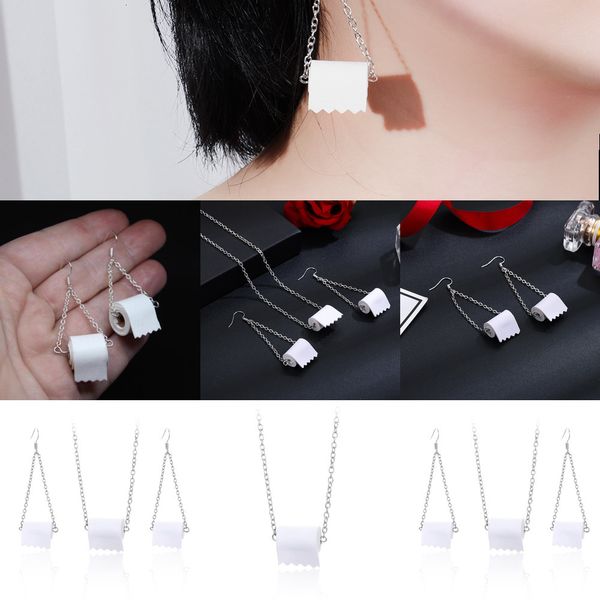 

factorye4hrfashion personality roll earhook toilet paper earrings, Silver