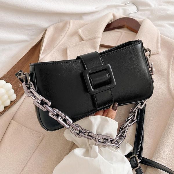 

high-end women's bag 2020 autumn/winter new fashion messenger bag single shoulder armpit chain square width: 26cm
