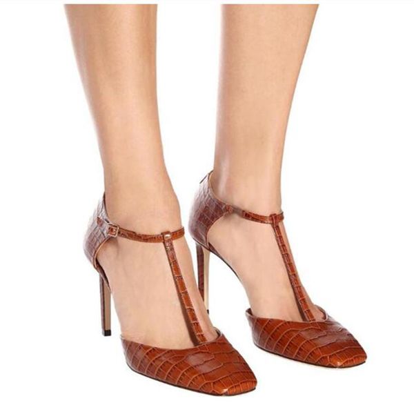 

роскошный дизайн gingham площади toe женская обувь пряжка пояса камень шаблон женщины высокие каблуки runway show t ремень женщина сандалии, Black