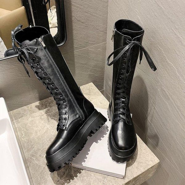 

sneakers fashion chunky platform boots women autumn winter thick bottom long boots woman black pu leather knee high