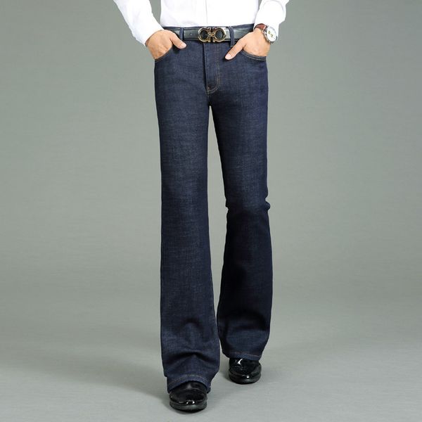 

winter men's thick brem trousers with horns and flare microhorn stretch thin brim pants size 28-36 37 38 hsbc, Blue