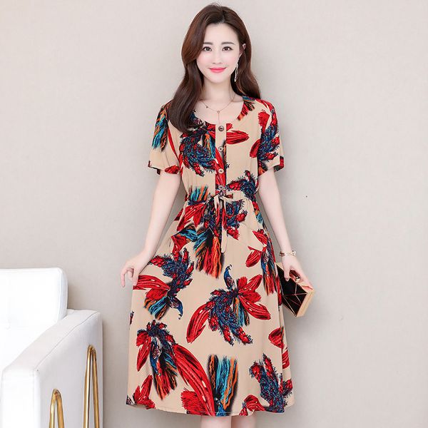 

2021 new new summer women dresses cotton vintage femme vestidos women clothing dress vestidos print casual short o-neck r7xr, Black;gray