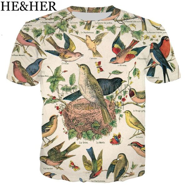 

vintage flower and birds printing 3d 3d print shirts harajuku harajuku hippie men clothing