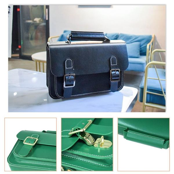 

diy bag homemade gift hand-woven material bag business casual environmental protection pu solid color retro dirt resistant, Black