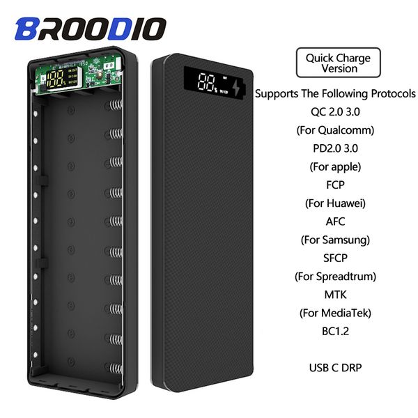 

quick version 10*18650 power bank case dual usb mobile phone charge qc 3.0 pd diy shell 18650 battery holder charging box