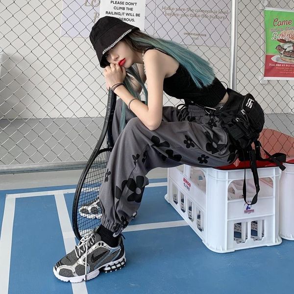 

women's pants & capris hip hop sweatpants women autumn 2021 fashion print joggers streetwear trousers loose high waist sweet sweat, Black;white