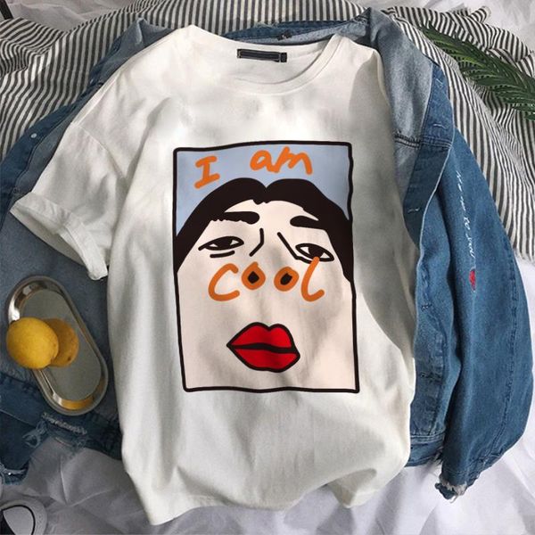 

new women's clothing i am cool font print harajuku funny vintage vogue streetwear tracksuit personality i am female t-shirt1, White