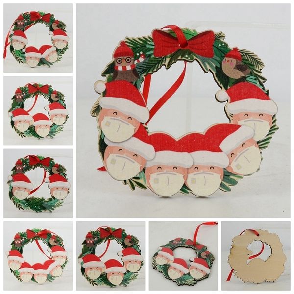 

2020 quarantine christmas ornament christmas tree wooden snowman hanging pendent santa claus decoration diy name family of 2-6 gga3742-1