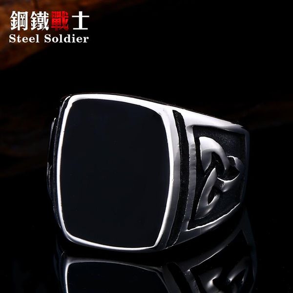 

steel soldier men's cool fashion black ring with egypt pattern stainless steel jewelry gothic boy's jewelry, Golden;silver