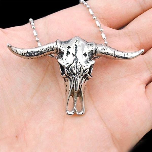 

oulai777 2020 stainless steel mens necklaces & pendants bull head men accessories statement punk steel color pendant necklace, Silver