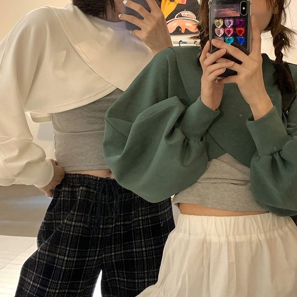 

t3zwp irregular sweater loose short pullover ins long sleeve 2020 new spring and pulloversweater stacked autumn trend women's korean pu, Black