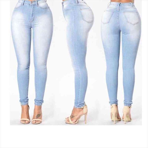 

autumn women pants fashion slim skinny high waist jeans casual denim pencil pants stretch waist jeans pant female, Blue