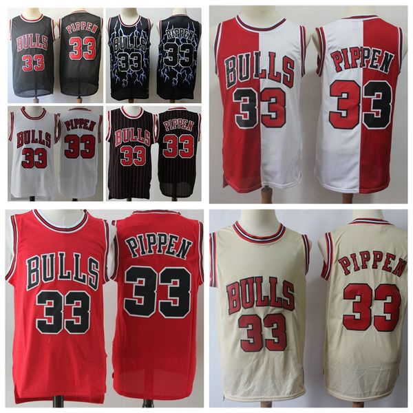 

мужские майки pippen баскетбол 33 высококачественный бык джерси чикаго, Black;red