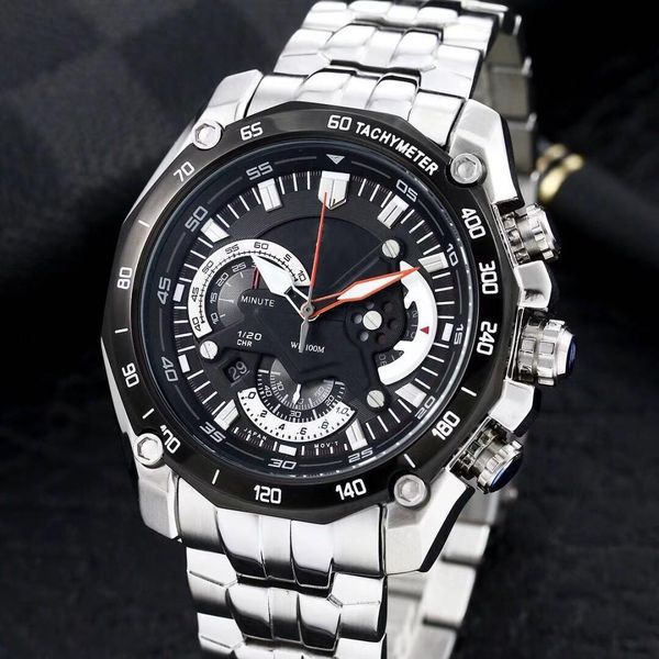 

casual fashion men's watch iced out watch steel band efr-550 and all functions can work, Slivery;brown