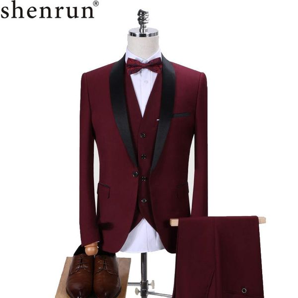 

shenrun men tuxedo slim fit fashion suit wedding shawl lapel 3 pieces skinny single breasted jacket party prom singer costume, White;black