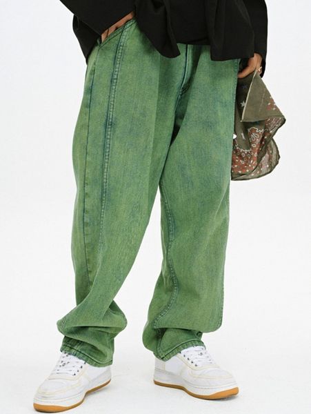 

men slant pocket wide leg jeans w2pe#, Blue