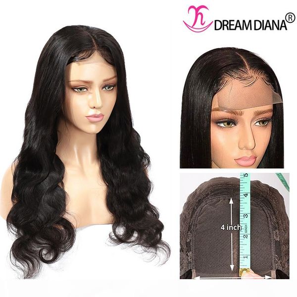 

peruvian lace front human hair wigs body wave 100% unprocessed human hair 4x4 closure wig 150% peruvian non remy hair wigs for women, Black;brown