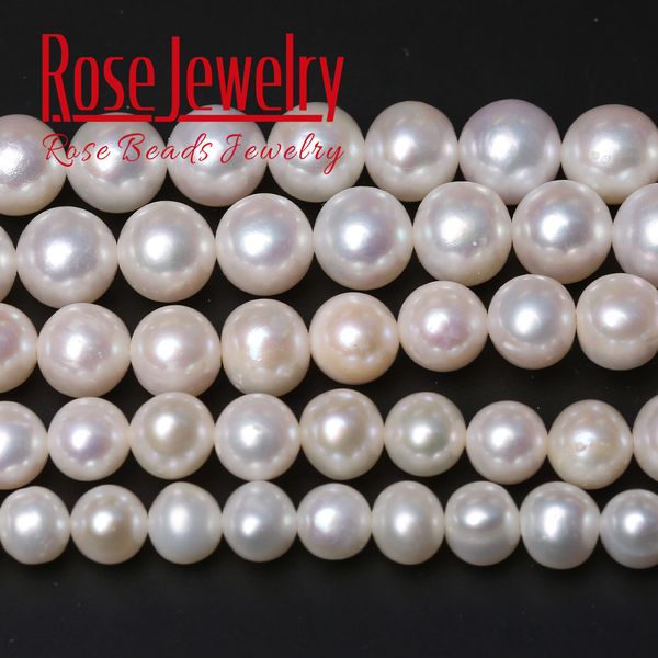 

5a quality 100% real natural freshwater cultured white pearl nearly round shape loose beads 14'' strand 6-8mm for jewelry making 2, Black