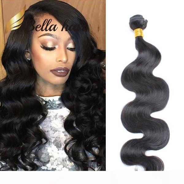 

белла волосы 9а 10 ~ 24inch бразильское extensions волос natural color человеческих волос уток волнистые объемная волна бесплатная доставка, Black