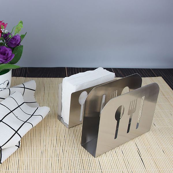 

stainless steel towel napkin rack box tissue holder tissue boxes cutlery floral hollow-out design table decoration