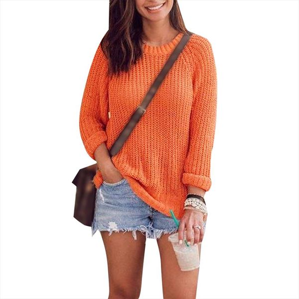 

sweater women warm sweater invierno mujer 2020 ladies long sleeve loose plus size orange basic new, White;black
