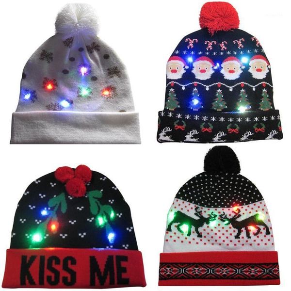

christmas decorations led hats light knitted hat colorful hyun lights cap snowman party kid gift1
