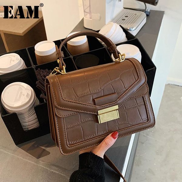 

shoulder bags [eam] women luxury handbag quality pu leather flap personality all-match crossbody bag fashion tide 2021 18a1554