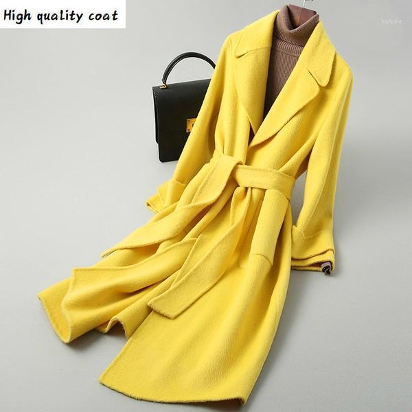 

wool long coat women korean pink coats and jackets women spring coats for 2020 solid casaco feminino kqn39402 pph3601, Black