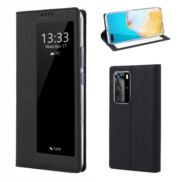 

for huawei p40 pro vili dmx-54 shockproof tpu pu leather view window magnetic attraction horizontal flip protective case with card slots