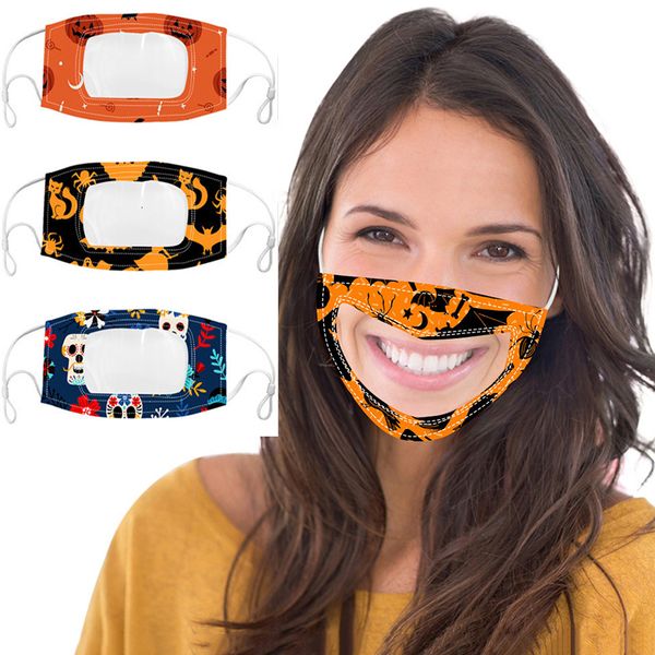 

halloween transparent face with clear pumpkin party masks cosplay lip language mask anti dust mouth cover 9 colors